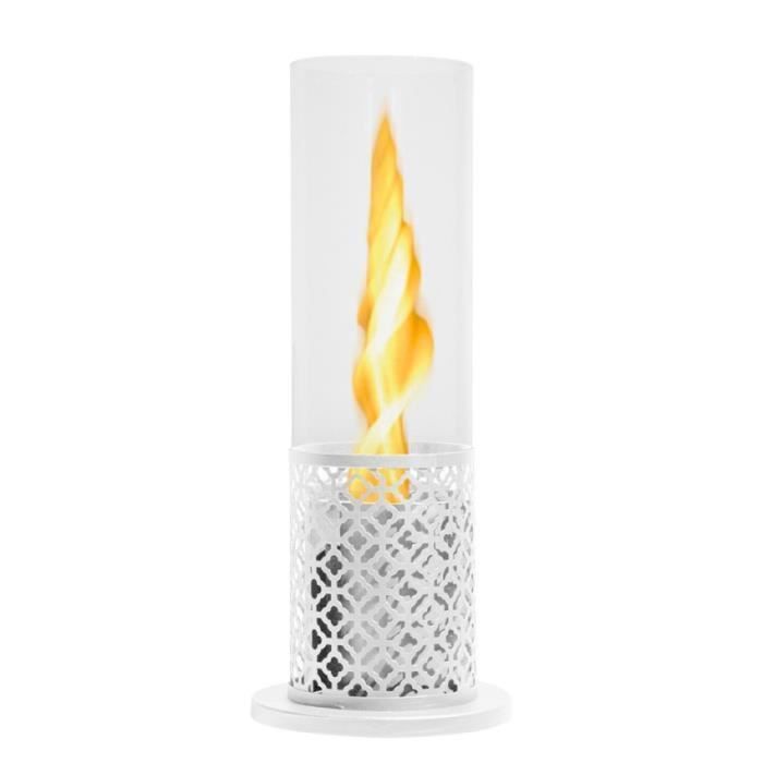 Tolosa indoor and outdoor bioethanol tabletop fireplace with swirling flame. - White