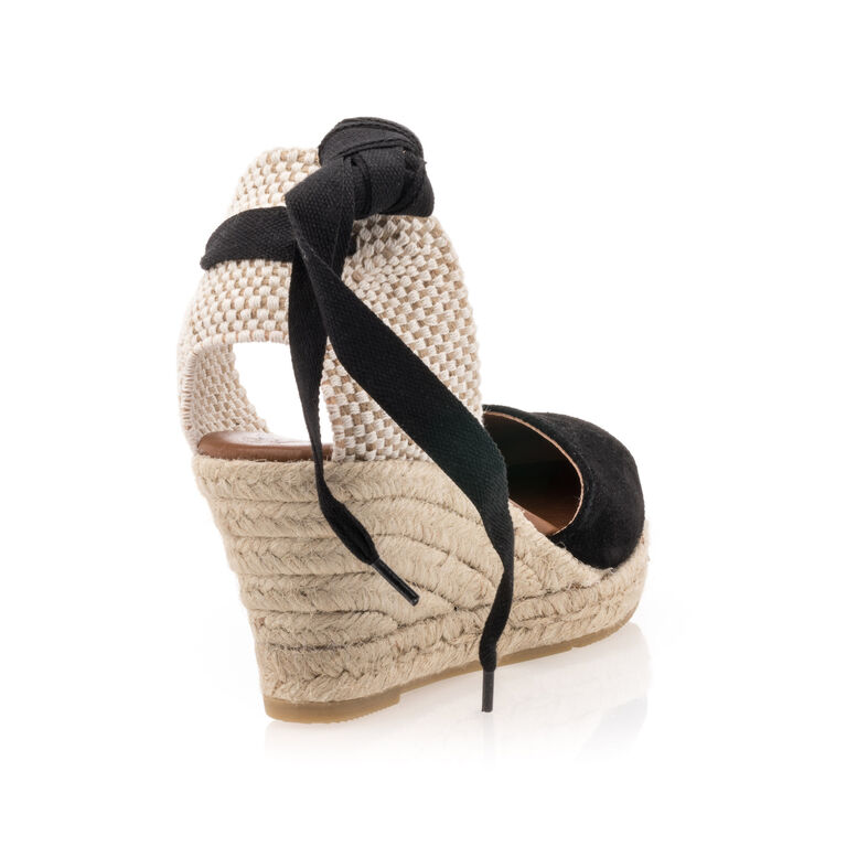 Zwarte espadrilles voor dames met touwzolen