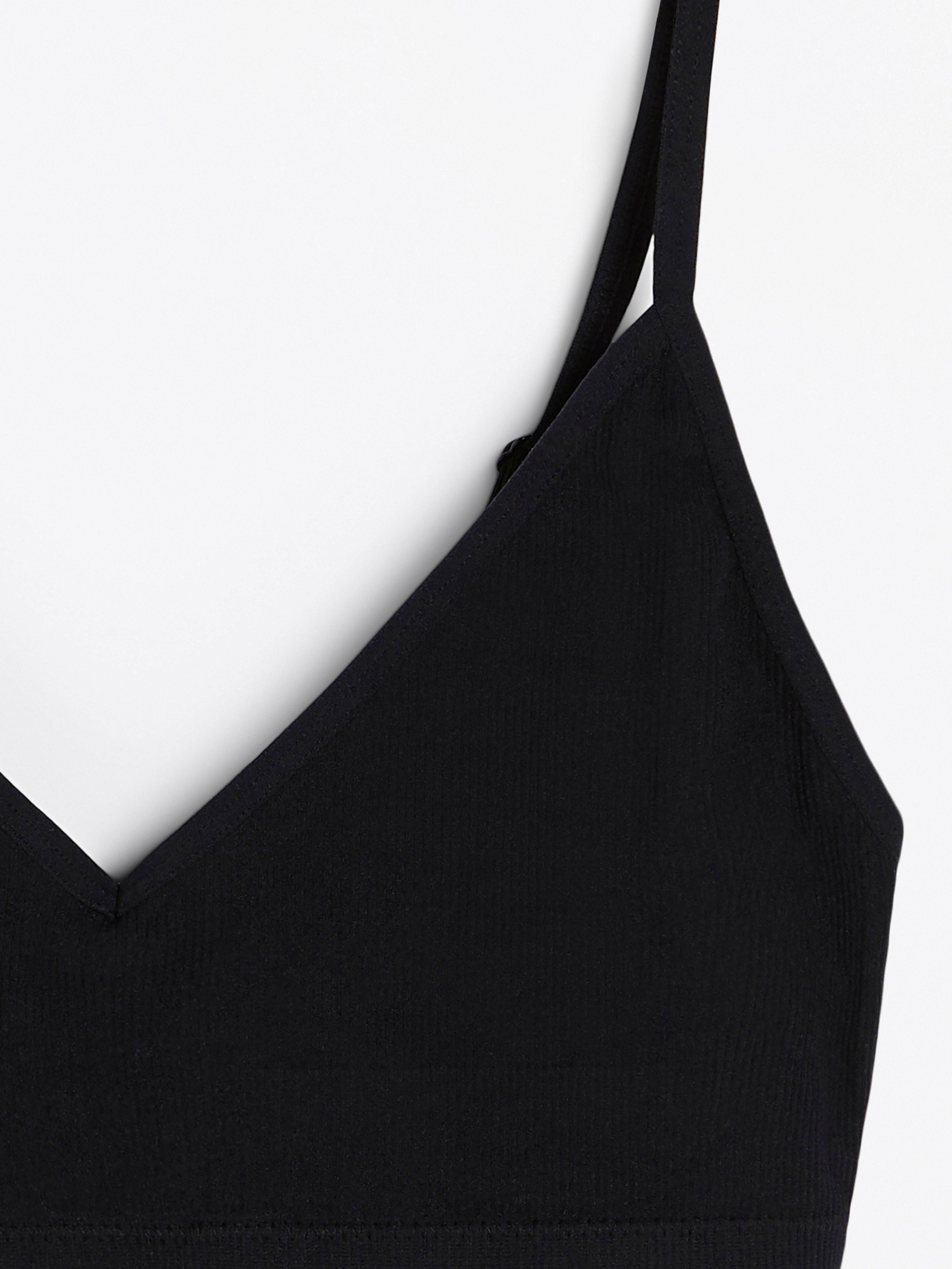 Ribbad sin costuras v-ringad soft-bh Negro