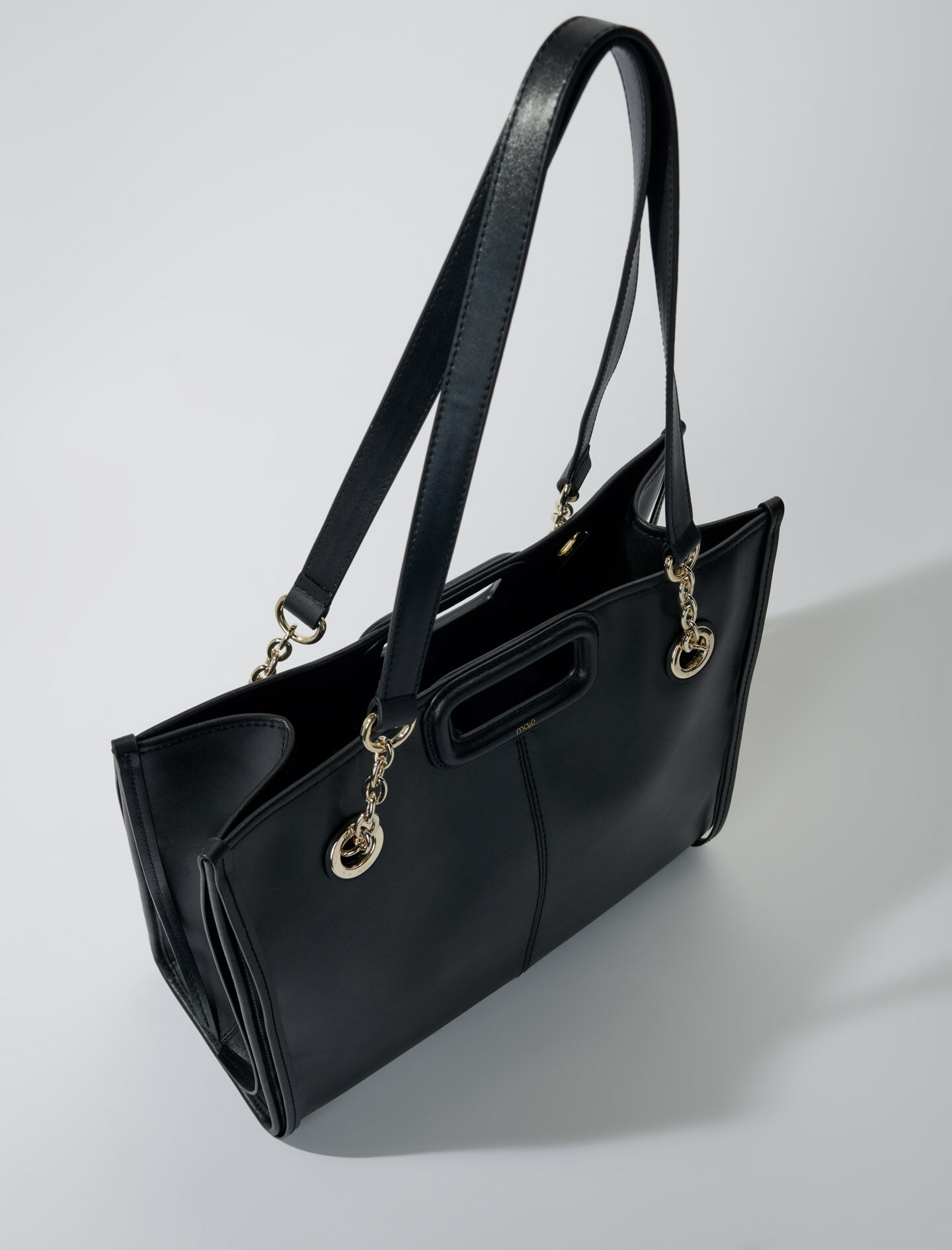 Leren shopper met franjes - Zwart