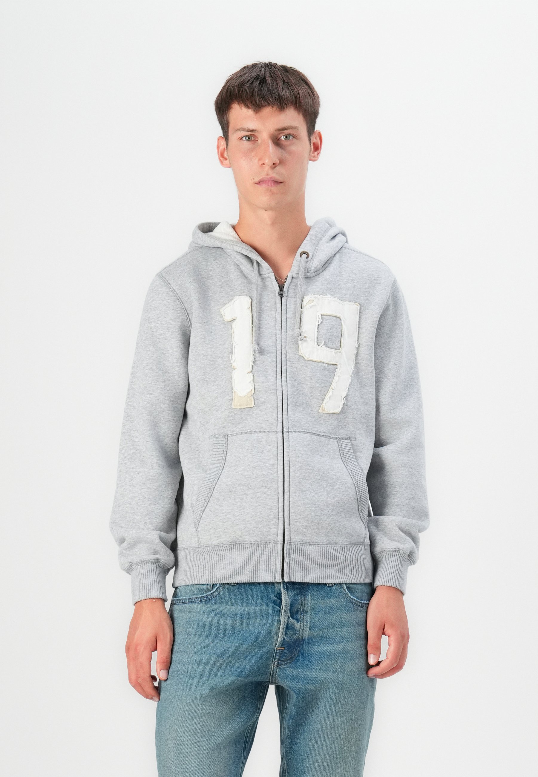 Hollister Co. SHRUNKEN WAFFLE LINED - Hoodie - grijs