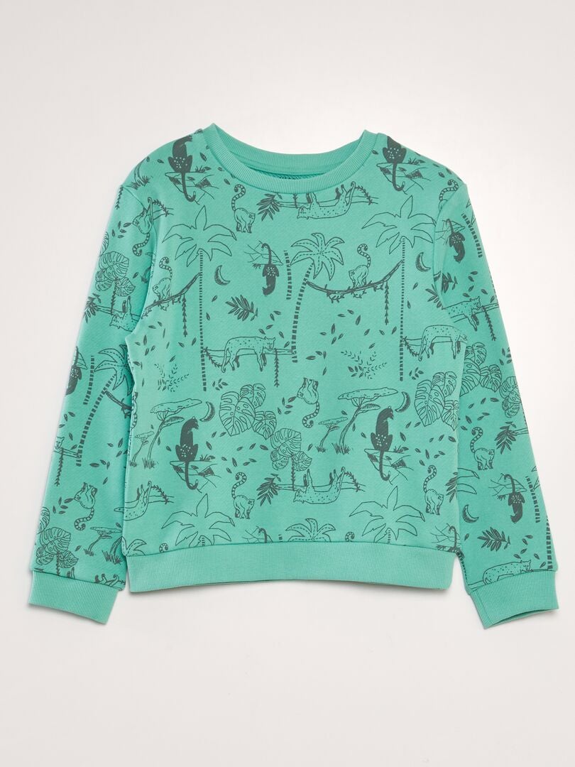 Sudadera estampada de felpa francesa - VERDE