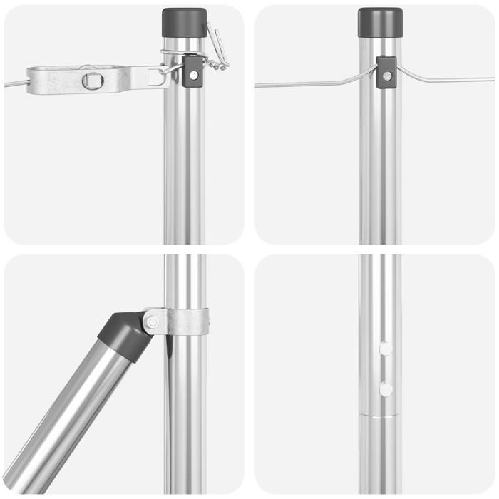 postes para cercas vidaXL, 13 unidades, Ø32 mm, 190 cm, acero galvanizado, 42004229