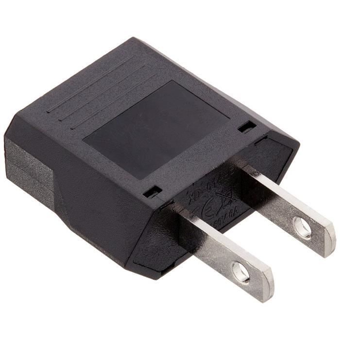 Adaptateur FR vers US Convertisseur Prise Européenne vers Fiche Américaine pour Brancher Appareils Français France Europe aux USA