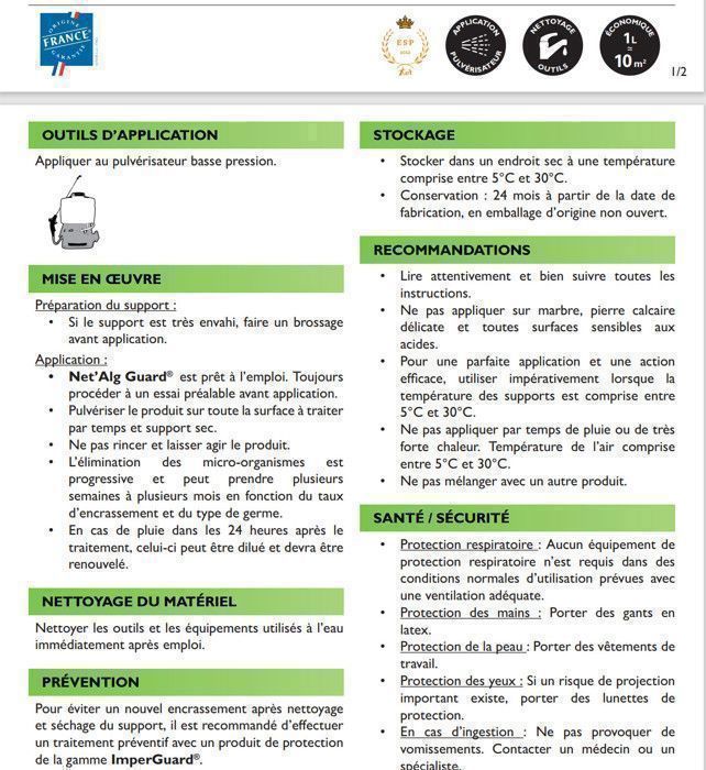 Prodotto per la pulizia di esterni - Fungicida - Guard industrie - Francese - 40 m2 - Azione visibile entro 48 ore.