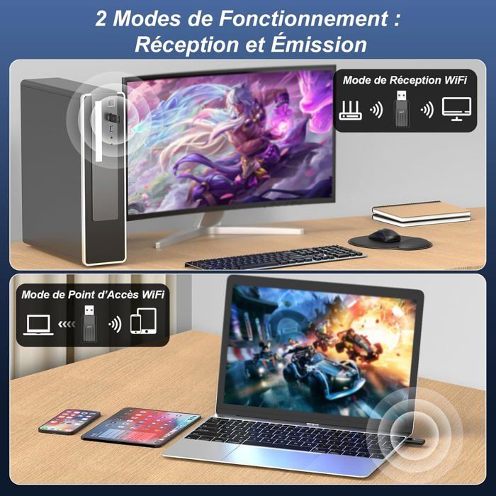 Bluetooth5.3 Clé Wifi 6 Puissante Ax900 Mbps Clé Wifi Pour Pc Nano Adaptateur Usb Wifi Bi-Bande Dongle Wifi Bluetooth Adaptateur Wi