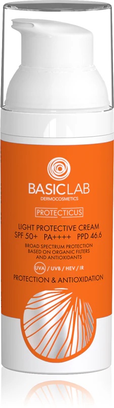 „BasicLab Dermocosmetics Protecticus“ lengvas apsauginis veido kremas su SPF 50+