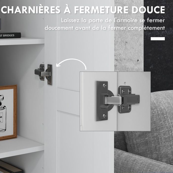 HOMCOM - Armoire de rangement - Panneau de particules - 60x36.5x175cm - Blanc