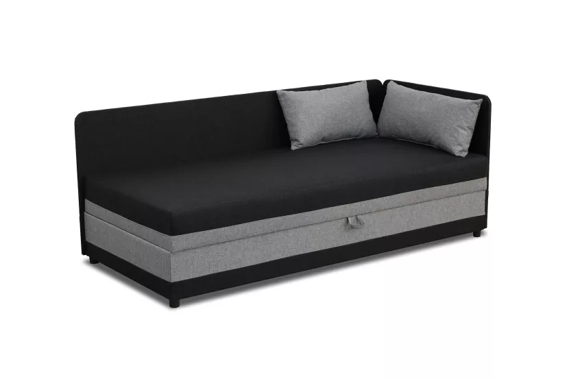 Tapczan łóżko jednoosobowe z pojemnikiem Hirek Eko 80x180 Czarne/Szare