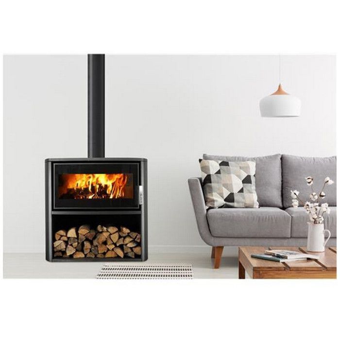 Poêle à bois étanche - SUPRA - Laslo - Acier - 7kW - Surface jusqu'à 100m2 - Noir