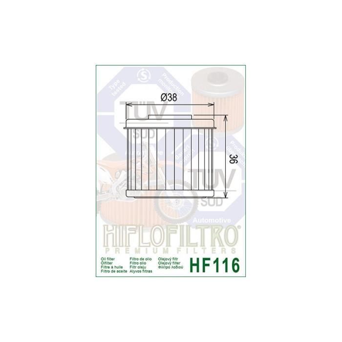 Filtro de aceite para motocicleta Hiflofiltro HF116 /15412-MEB-671 8000A7019