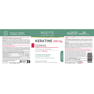 Biocyte Keratin -hiuskuitua vahvistavat nallekarkit, 60 nallekarkkia.