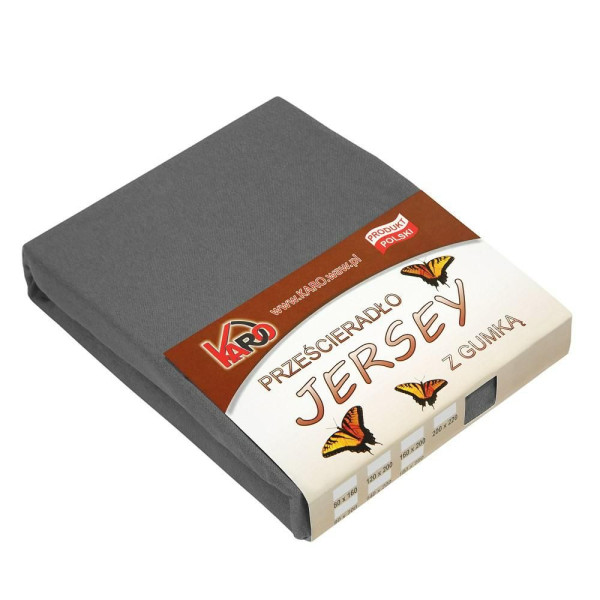 Prześcieradło jersey z gumką 160x200 antracytowe 072 KARO