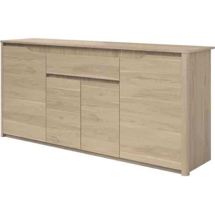 Aparador bajo - Tablero de partículas - Acabado roble Dakota - 4 puertas + 1 cajón - Betty - Ancho 185 x Profundidad 46 x Alto 85,5 cm
