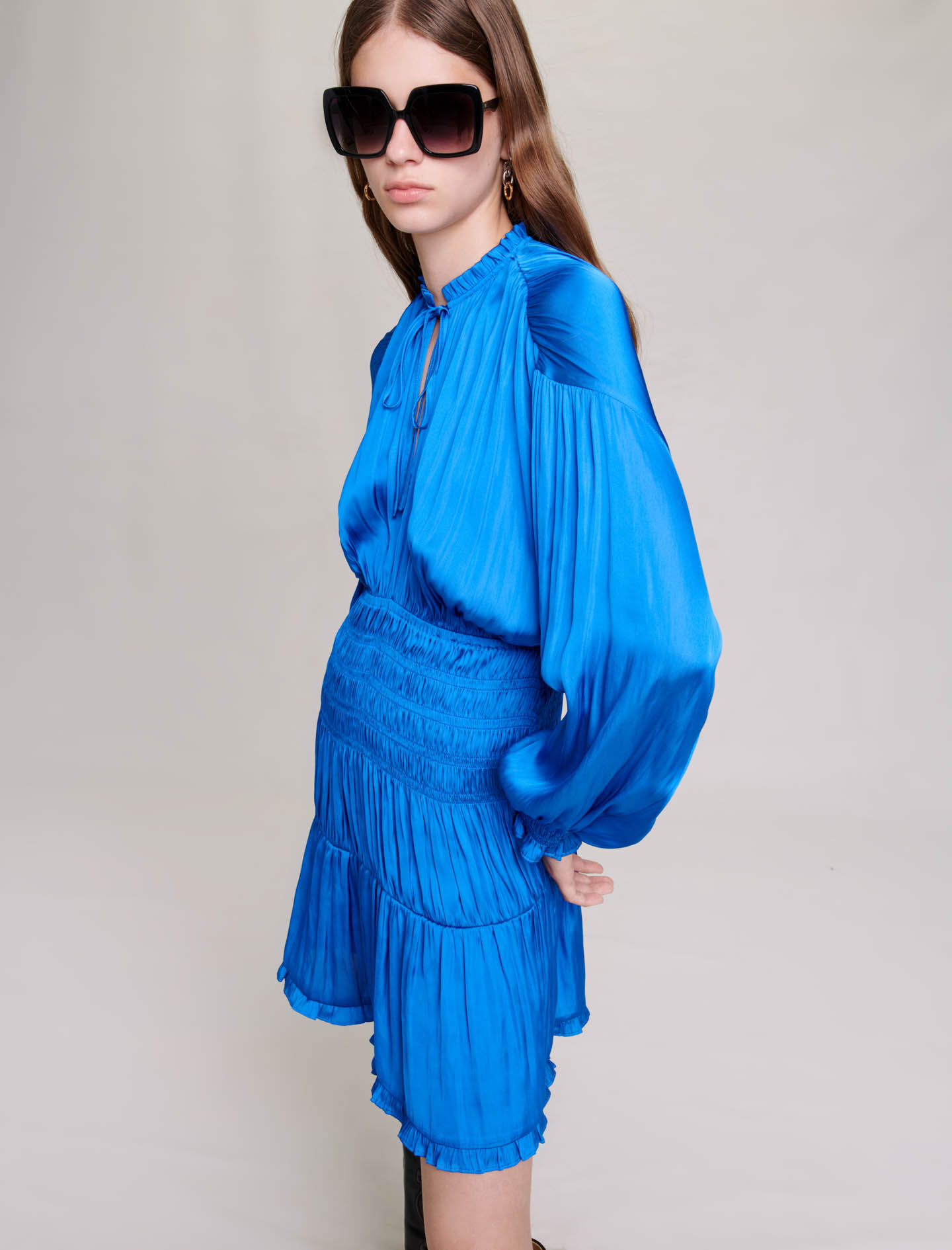 Rochie albastră cu volane - Albastru