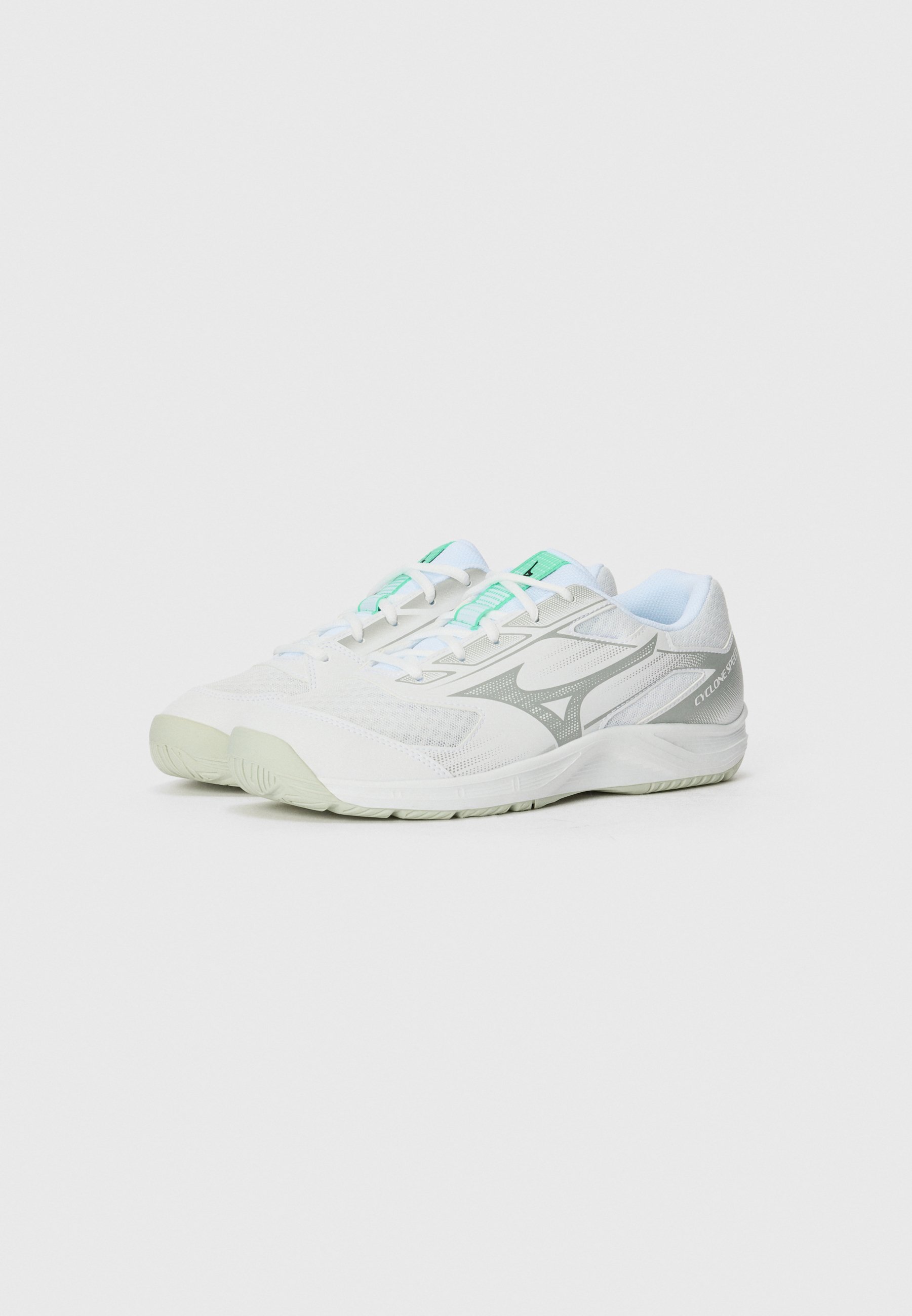 Mizuno CYCLONE SPEED 5 - Volleybalschoenen - wit/zwart/bevroren smaragdgroen