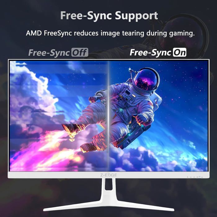Monitor Gamer Z-Edge UG24PJ Branco de 24 polegadas, IPS 240Hz, 1ms, 1920x1080, FreeSync, Full HD, proporção 16:9, brilho de 350 cd/m², HDR, HDMI, DP