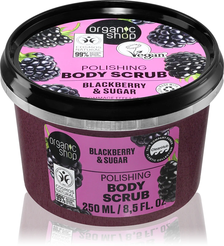 Vyhladzujúci telový peeling s černicou a cukrom od Organic Shop