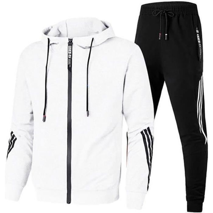 Survêtement Homme - Marque - Ensemble Casual Sport Slim - Blanc - Respirant - Badminton