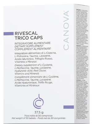 CANOVA Rivescal Trico Caps, complément alimentaire pour les cheveux et les ongles, 30 comprimés contre la chute des cheveux