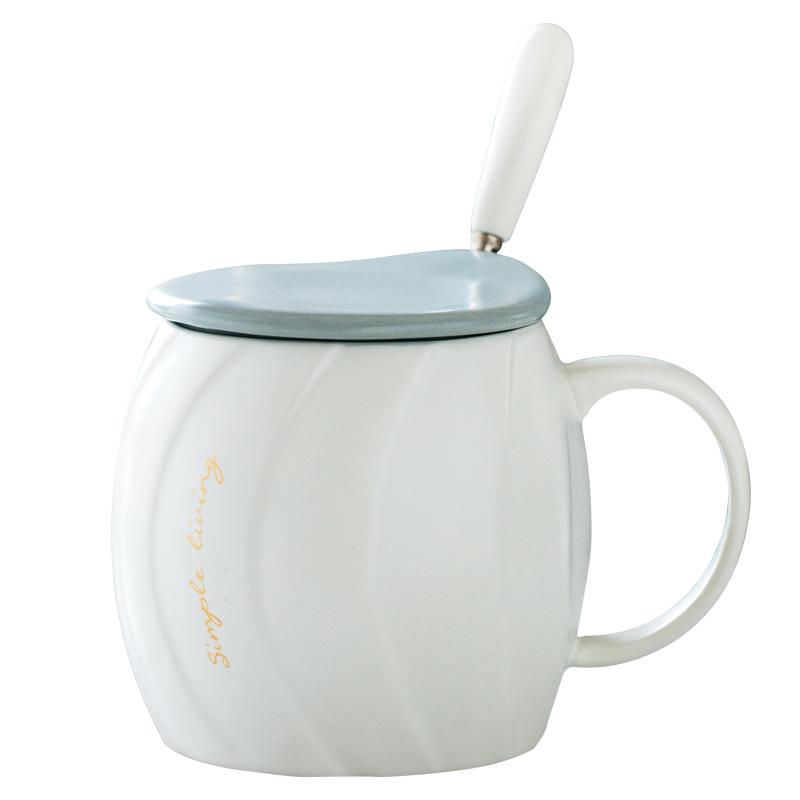 Tazza da tè in ceramica bianca latte con cucchiaino, grande, in porcellana, stile nordico, semplice e carina, tazze da caffè con coperchio, Szklanki Do Kawy Home Container LL50TC