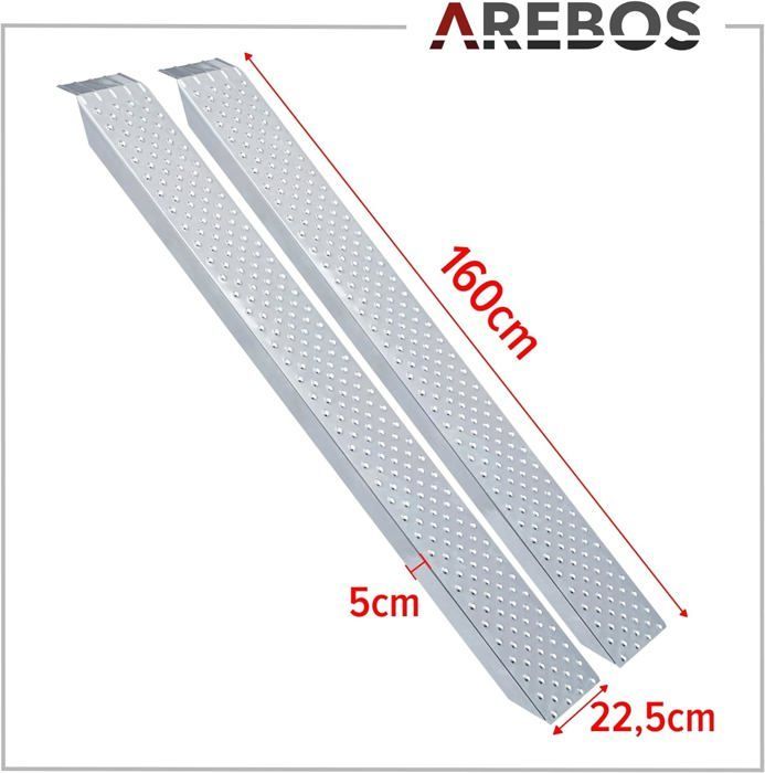 Juego de 2 rampas de acceso AREBOS | Rampa de carga para motocicletas | Riel de carga de acero galvanizado | 400 kg