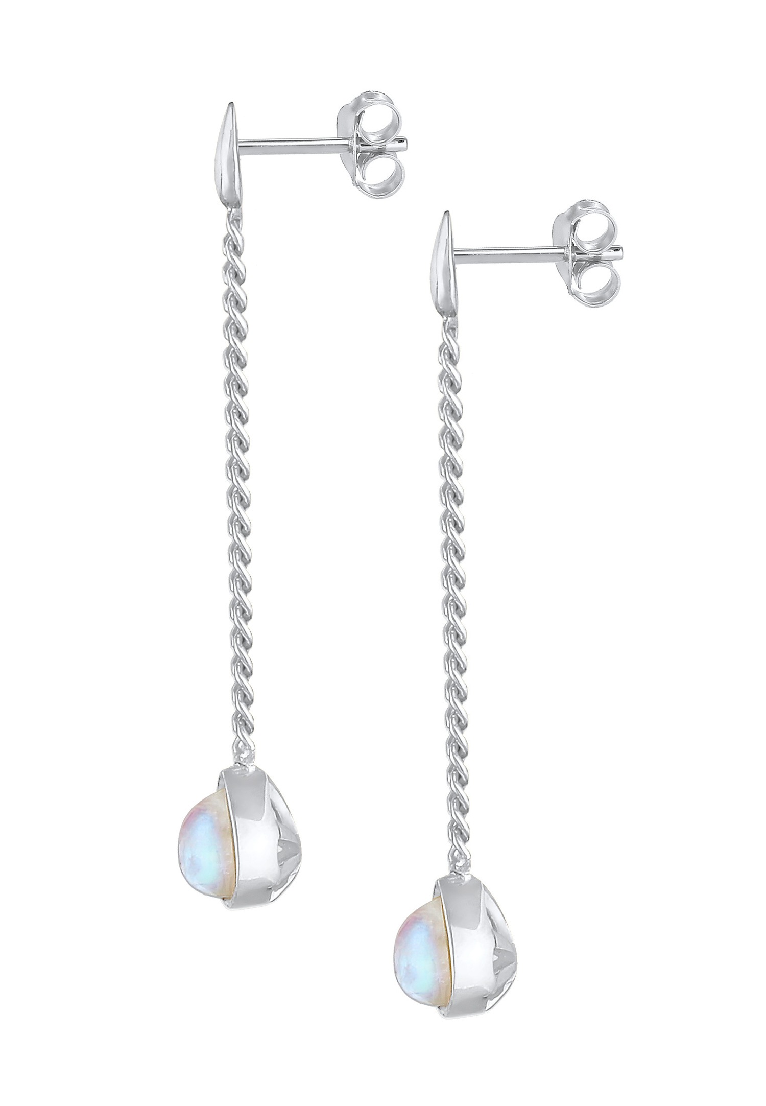 Elli PREMIUM Boucles d'oreilles pour femmes en chaîne élégante tendance avec pierre de lune en argent sterling 925
