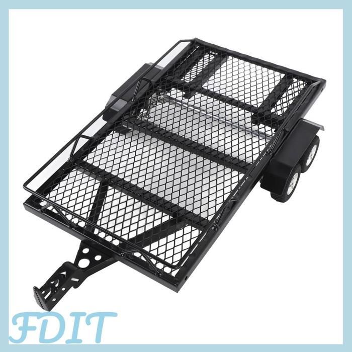 Rimorchio pianale in metallo con gancio, kit rimorchio a piattaforma metallica a due assi per modellismo RC pesante