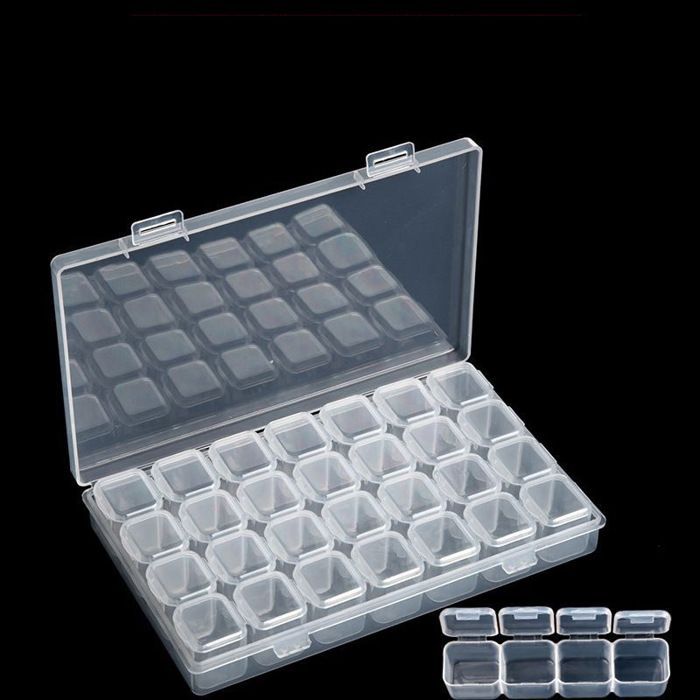 Caja de almacenamiento transparente INF con 28 compartimentos