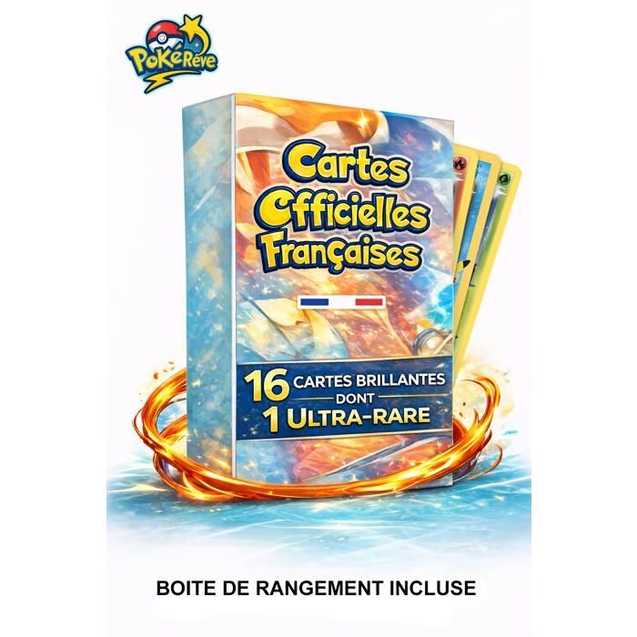 Set of 16 Pokémon Trading Cards – 15 Foil + 1 Ultra Rare – French Version – Ideal for Collectors or as a Gift