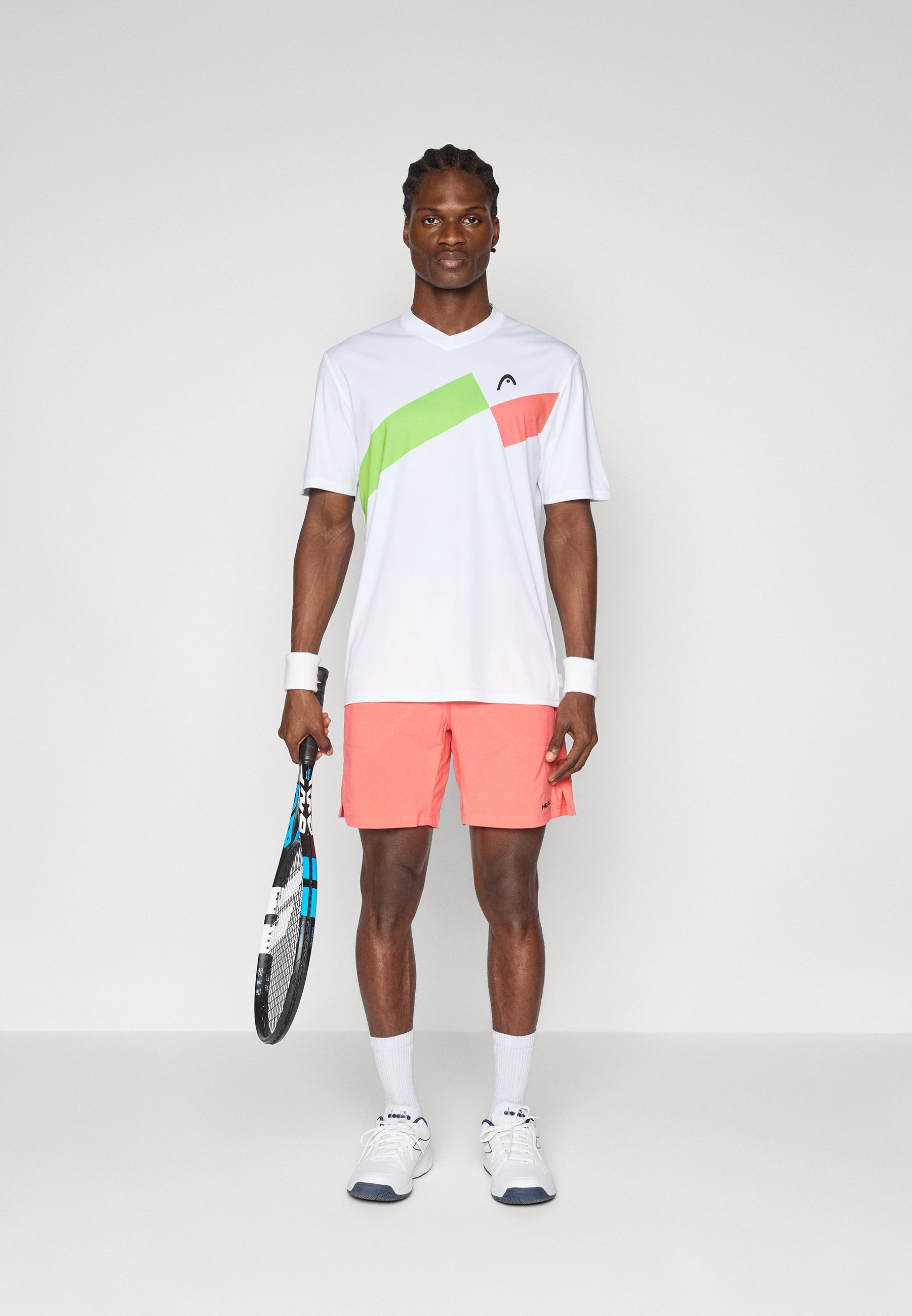 TopSpin heren T-shirt met print - wit/roze/groen