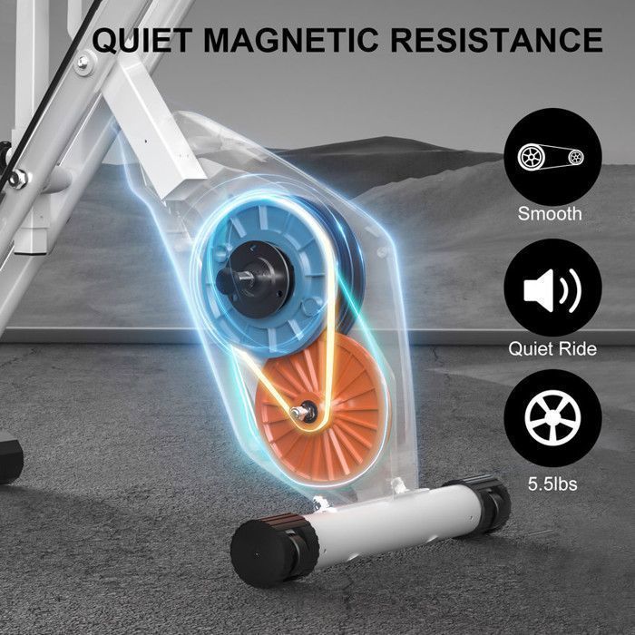 3 en 1 Vélo d'appartement Pliable - 8 Niveaux de Résistance Réglables - Volant d'Inertie 2,5KG -  Écran LCD - Siège Réglable