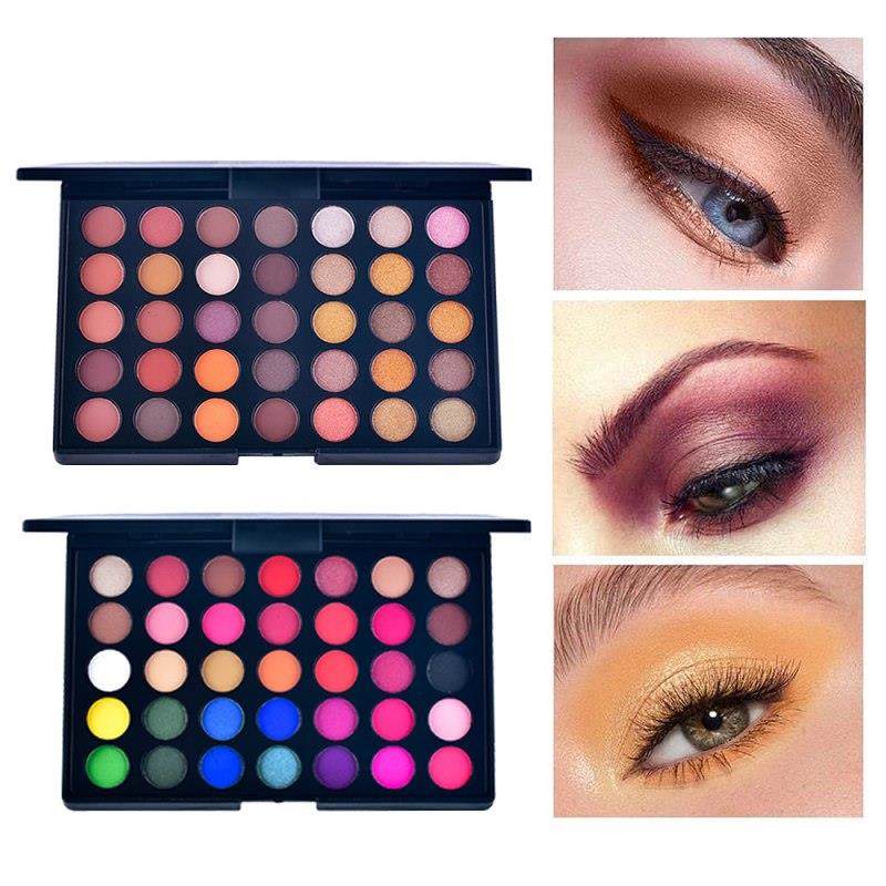 35 fards à paupières mats nacrés clairs pour un maquillage smoky eye, palette de fards à paupières multicolores, pigments cosmétiques.