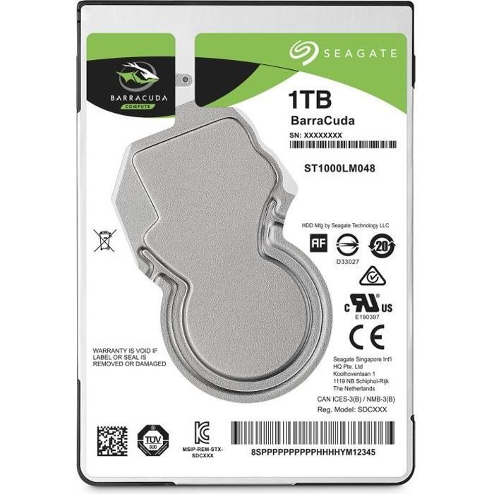 SEAGATE - Sisäinen kiintolevy - BarraCuda - 1 TB - 5400 RPM - 2,5