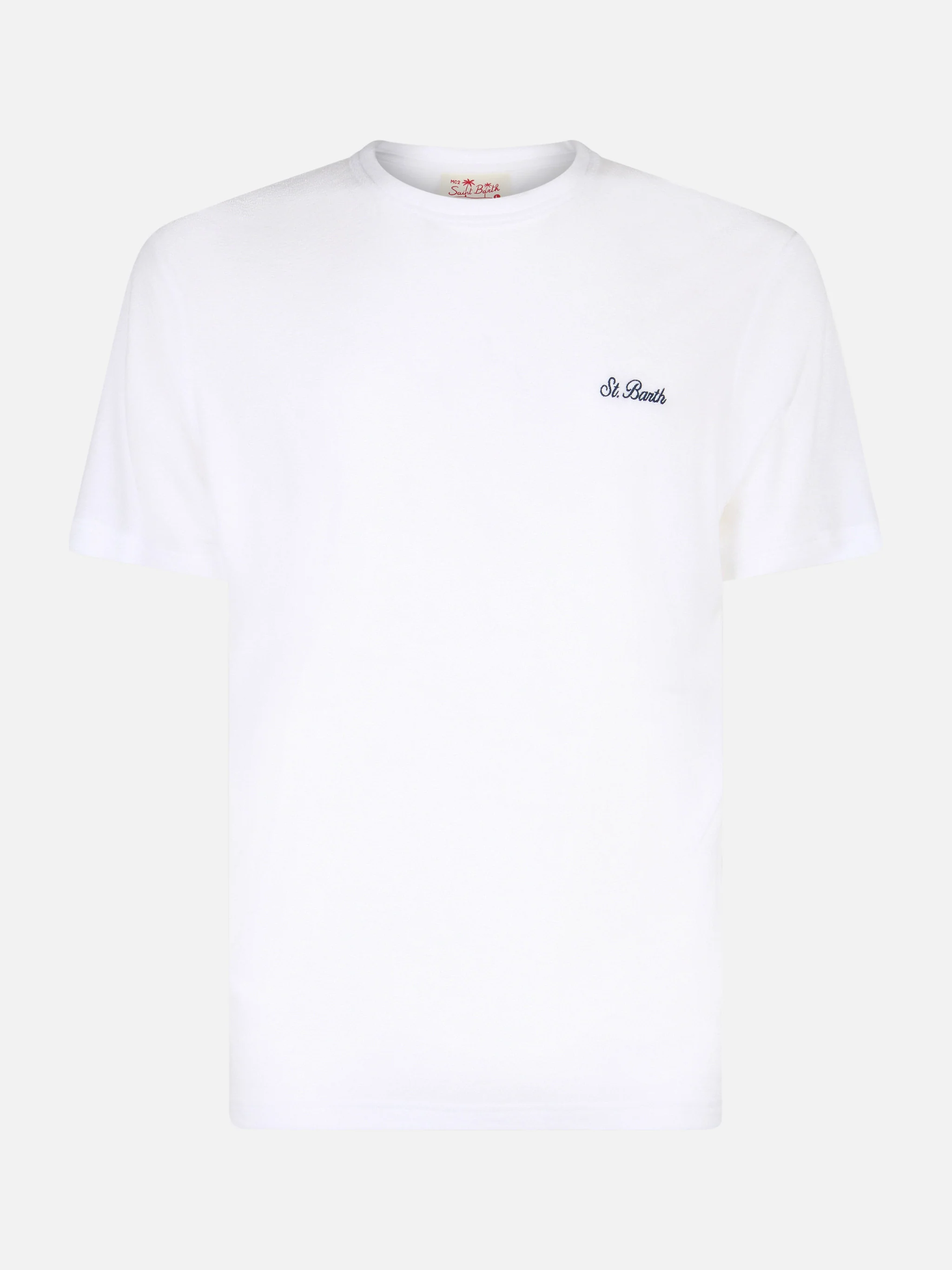 Gary heren T-shirt van witte badstof met St. Barth-borduurwerk