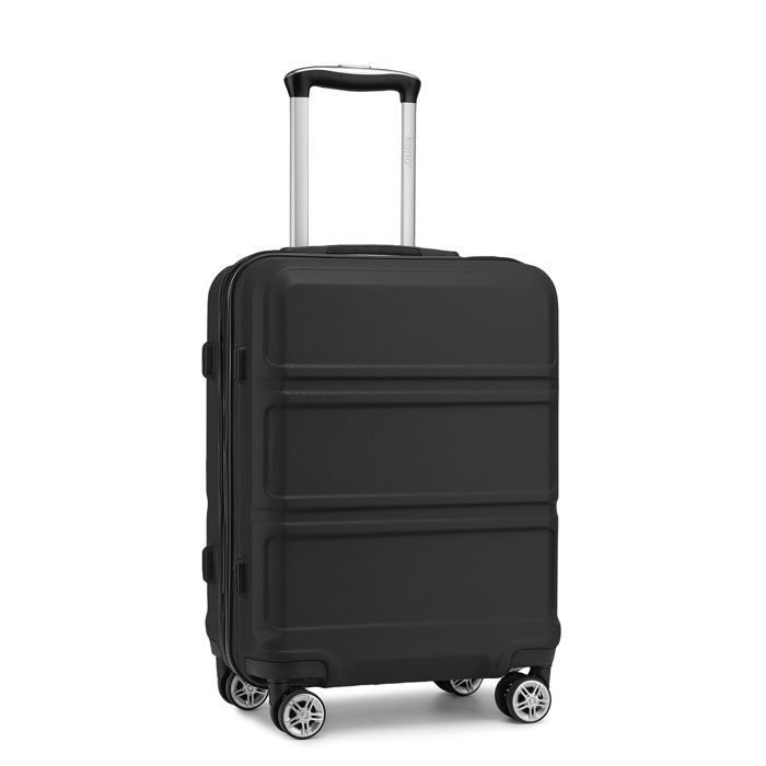 Maleta de cabina Kono de 51,5 x 38 x 21 cm, ultraligera, rígida, de ABS, con 4 ruedas y cerradura TSA, color negro.
