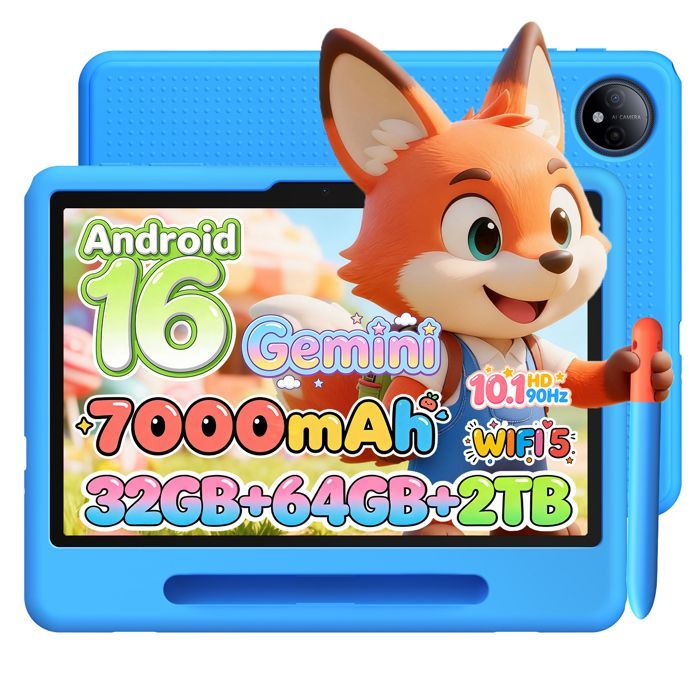 AORLYM P10 KID Tablette Tactile Android 16,Tablette avec Stylet,10.1 Pouces,7000mAh,8 MP,TF card - Bleu