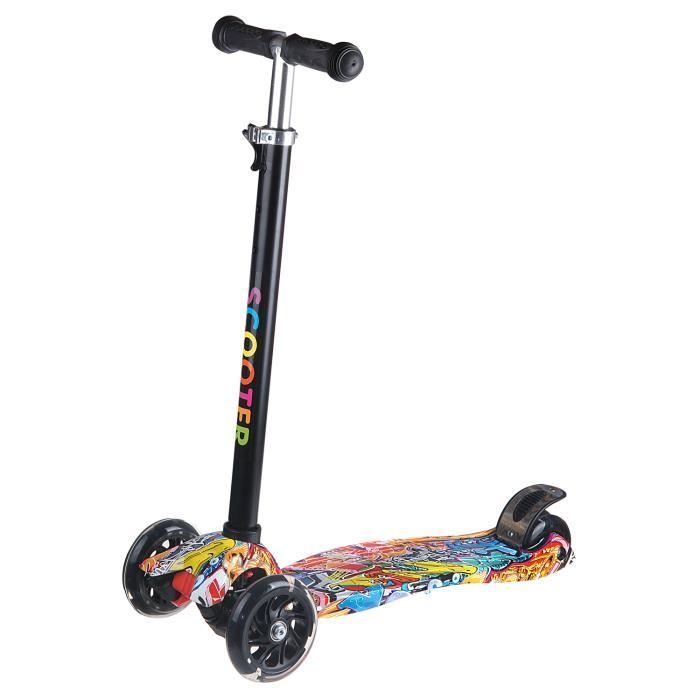 Patinete infantil para edades de 3 a 12 años, altura ajustable, patinete freestyle con 3 ruedas y luces LED intermitentes, VINTEKY®