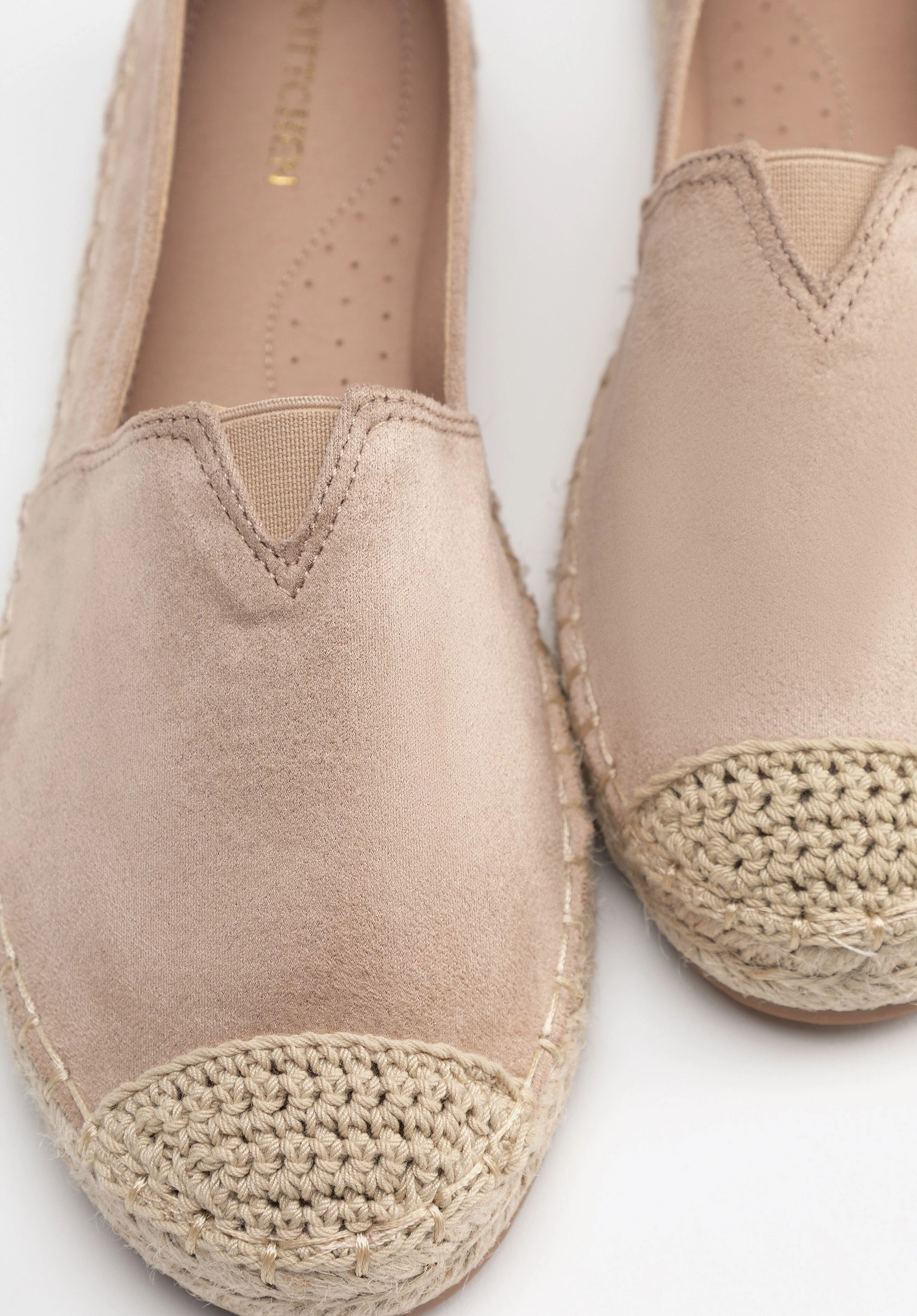 Damskie espadryle z plecionym noskiem beżowe