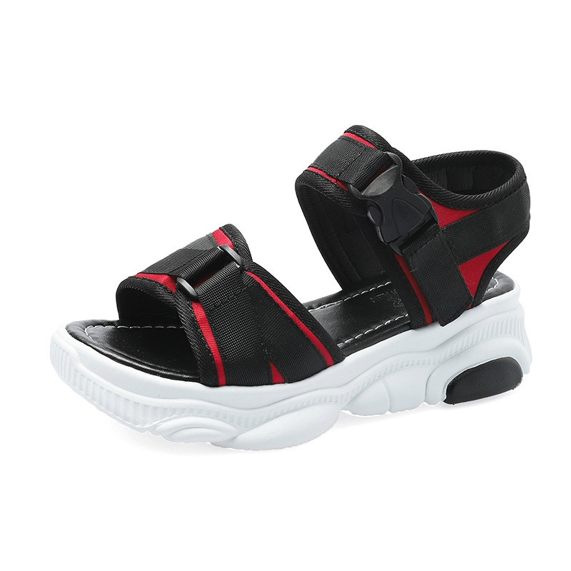 Sandales de sport sexy à bout ouvert pour femmes, sandales compensées ajourées, chaussures d'extérieur tendance à plateforme, chaussures de plage d'été pour femmes, nouveautés