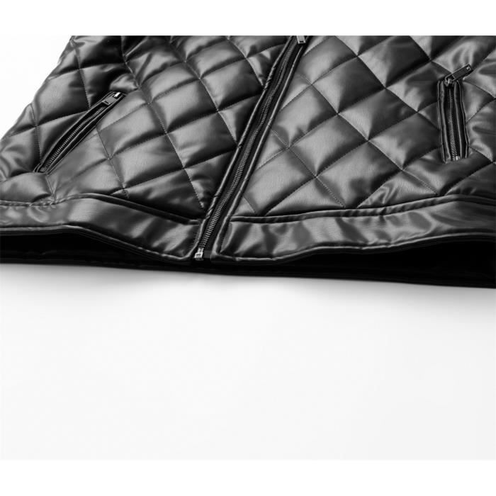 Chaqueta de moto para hombre INSFITY - Forro polar doble grueso, cuello alto - Negra