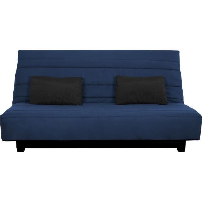 Sofá cama de 2 plazas DUNLOPILLO con sistema clic-clac - Azul marino - DREAMER