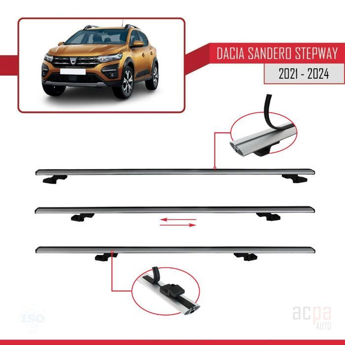 Barras de techo STEPWAY BASIC para Dacia Sandero 2021-2024, portaequipajes para coche - Gris