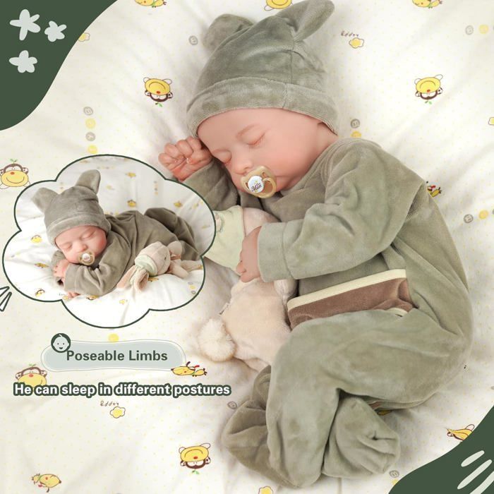 Reborn Doll - Evan - 17 inches - Soft vinyl body - Closed eyes - Unisex