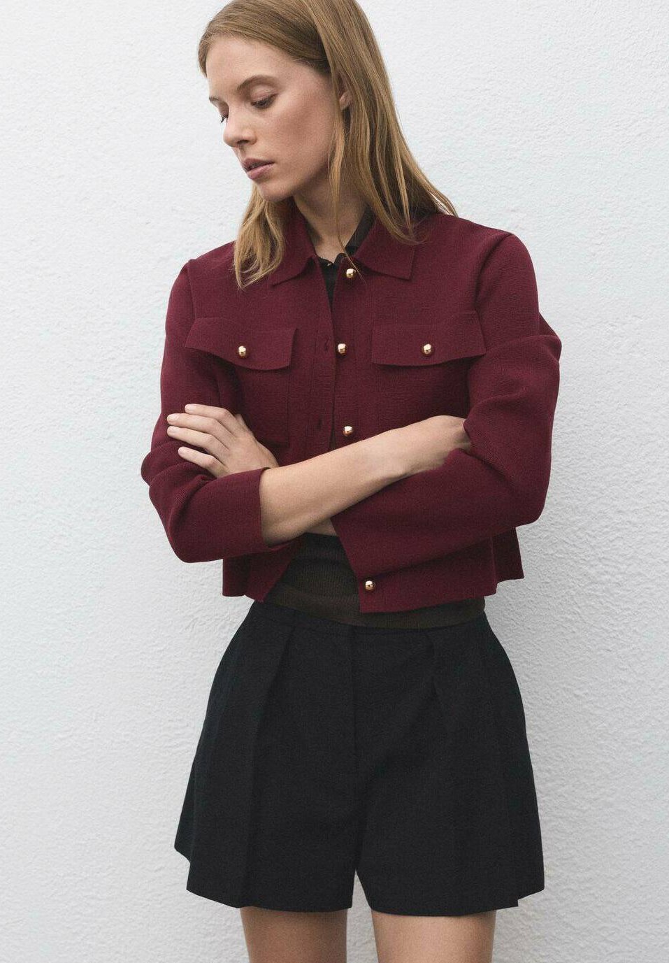 Cardigan Mango POCKET - bordeaux