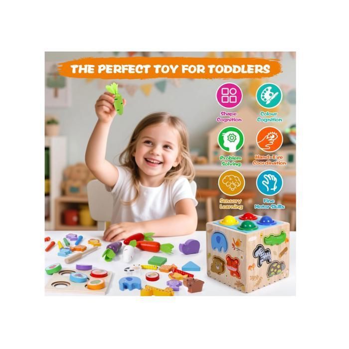 8-in-1 spellen, houten speelgoed, educatief speelgoed, sensorische sorteeractiviteiten, ontwikkelt denkvermogen en vaardigheden, multifunctioneel tafelaccessoire.