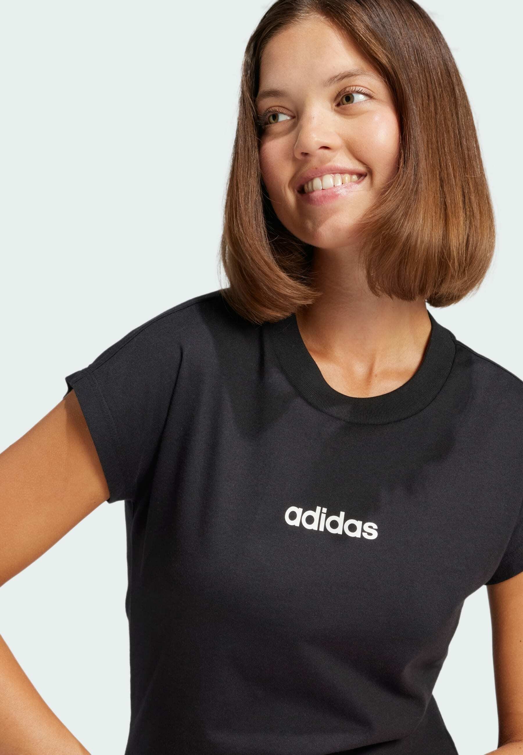 adidas Sportswear ESSENTIALS LINEAR - Basic T-shirt - zwart wit