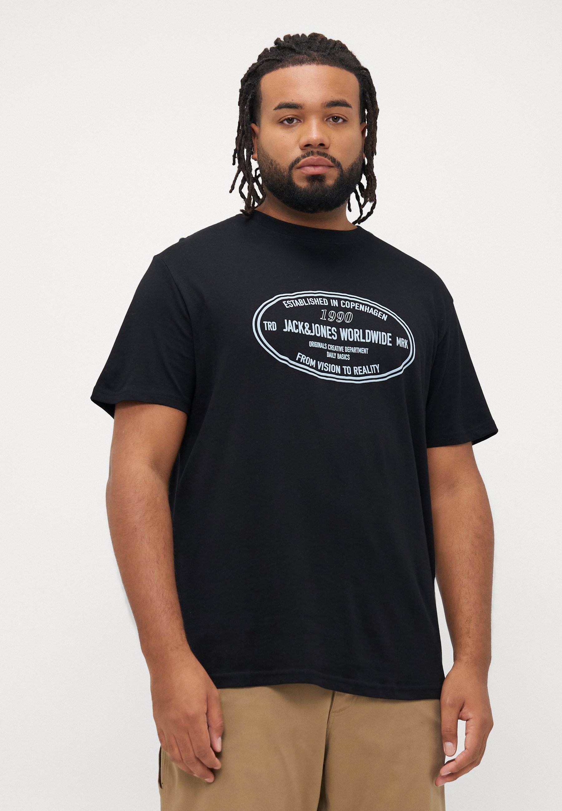 JORYORK FRONT TEE 3 PACK - T-shirts med print - antique white/black/tibetan redJack & Jones