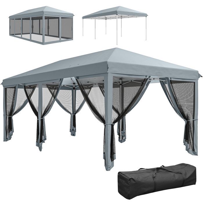 Outsunny - Garden gazebo - Oxford polyester - 585x295x270cm - Grey