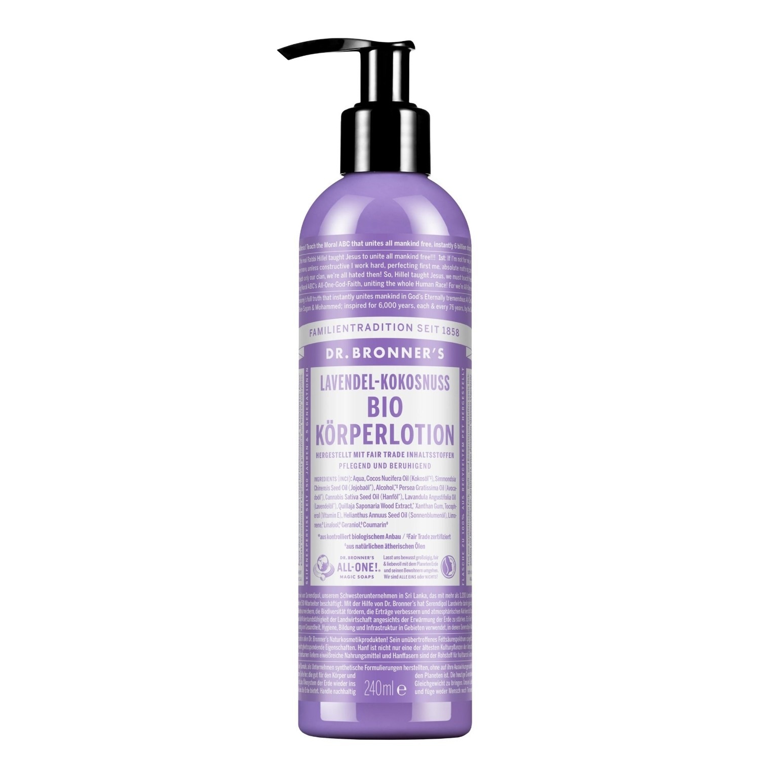 Dr. Bronner's lavandas-kokosriekstu ķermeņa losjons - 240 ml